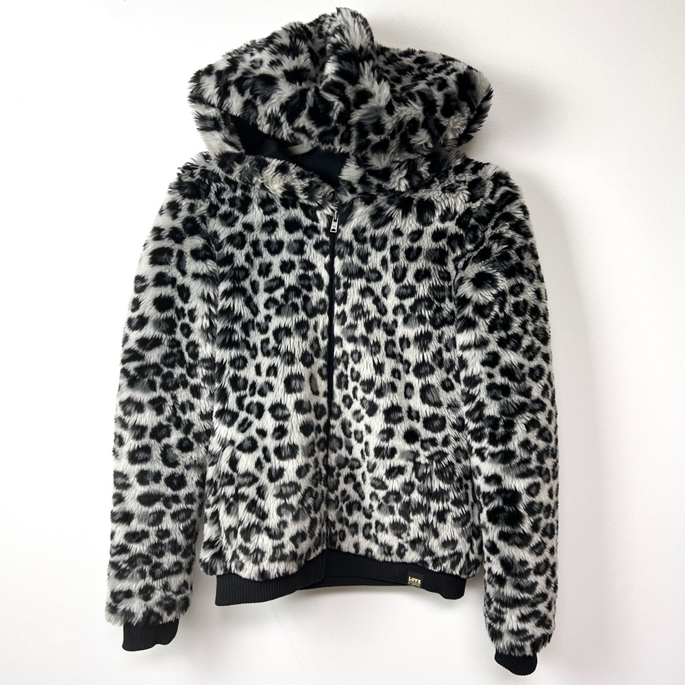 Pink Victoria Secret Limited Edition Leopard Faux Fur Reversible Hoodie Jacket